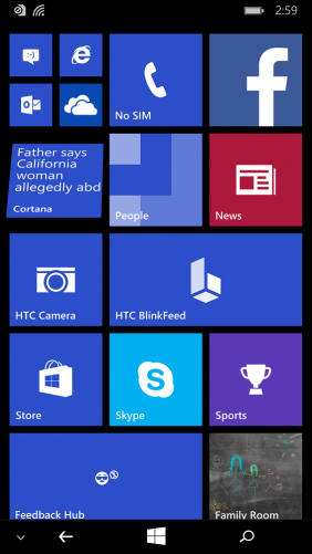 Windows Phone 8.1 home screen